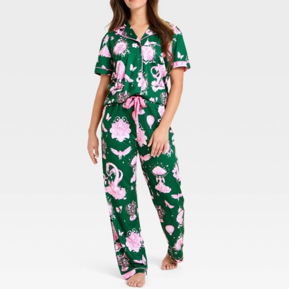 Small Wicked x Katie Kime Women's Graphic Pajama Set - Green - Picture 3 of 4